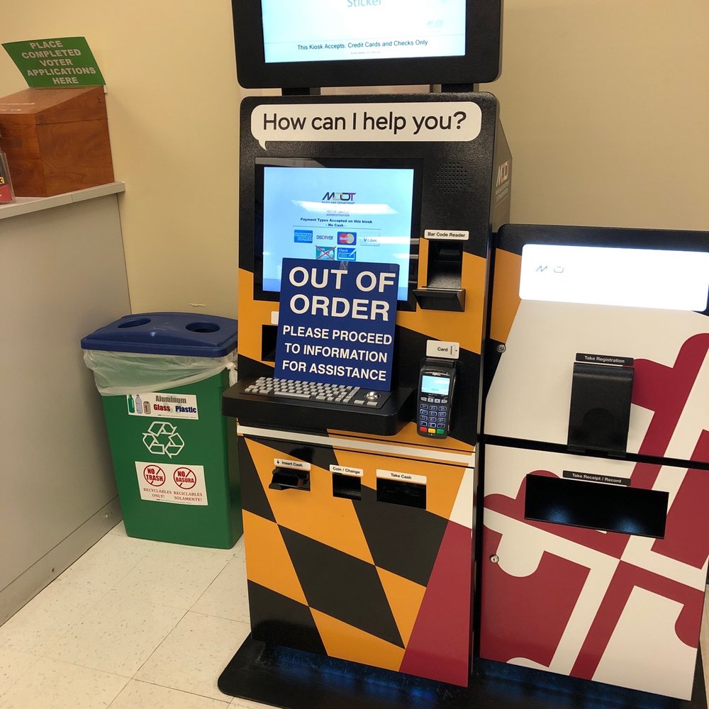 MVA Express - Kiosk#1 out of order - Departments of Motor Vehicles Near Me - Columbia, Maryland