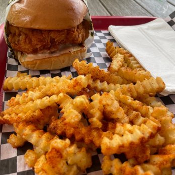 Jay Bird's Chicken - chicken sandwich (hot) and fries - Chicken Shop Near Me - Long Beach, California Jay Bird's Chicken - chicken sandwich (hot) and fries - Chicken Shop Near Me - Long Beach, California