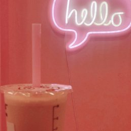 cute wall decor with jasmine milk tea