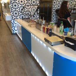 Front counter and toppings.