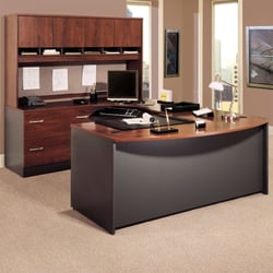 Office Furniture 4 Sale - Bush U-Shaped Executive Desk, Hansen Cherry/Graphite Grey Buy Now For Only $973.00
