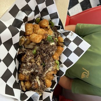 Route 66 Diner - Gluten Free Philly Cheese Steak Tots - Cheesesteaks Near Me - Tampa Bay, Florida Route 66 Diner - Gluten Free Philly Cheese Steak Tots - Cheesesteaks Near Me - Tampa Bay, Florida