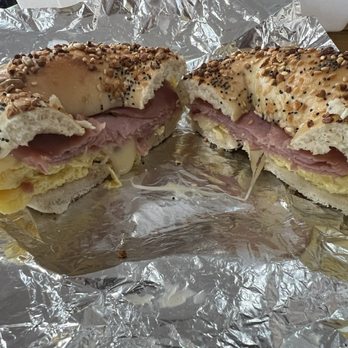 Midland Bagels & Grill - Ham egg and cheese on an everything. - Salad Near Me - Saddle Brook, New Jersey Midland Bagels & Grill - Ham egg and cheese on an everything. - Salad Near Me - Saddle Brook, New Jersey