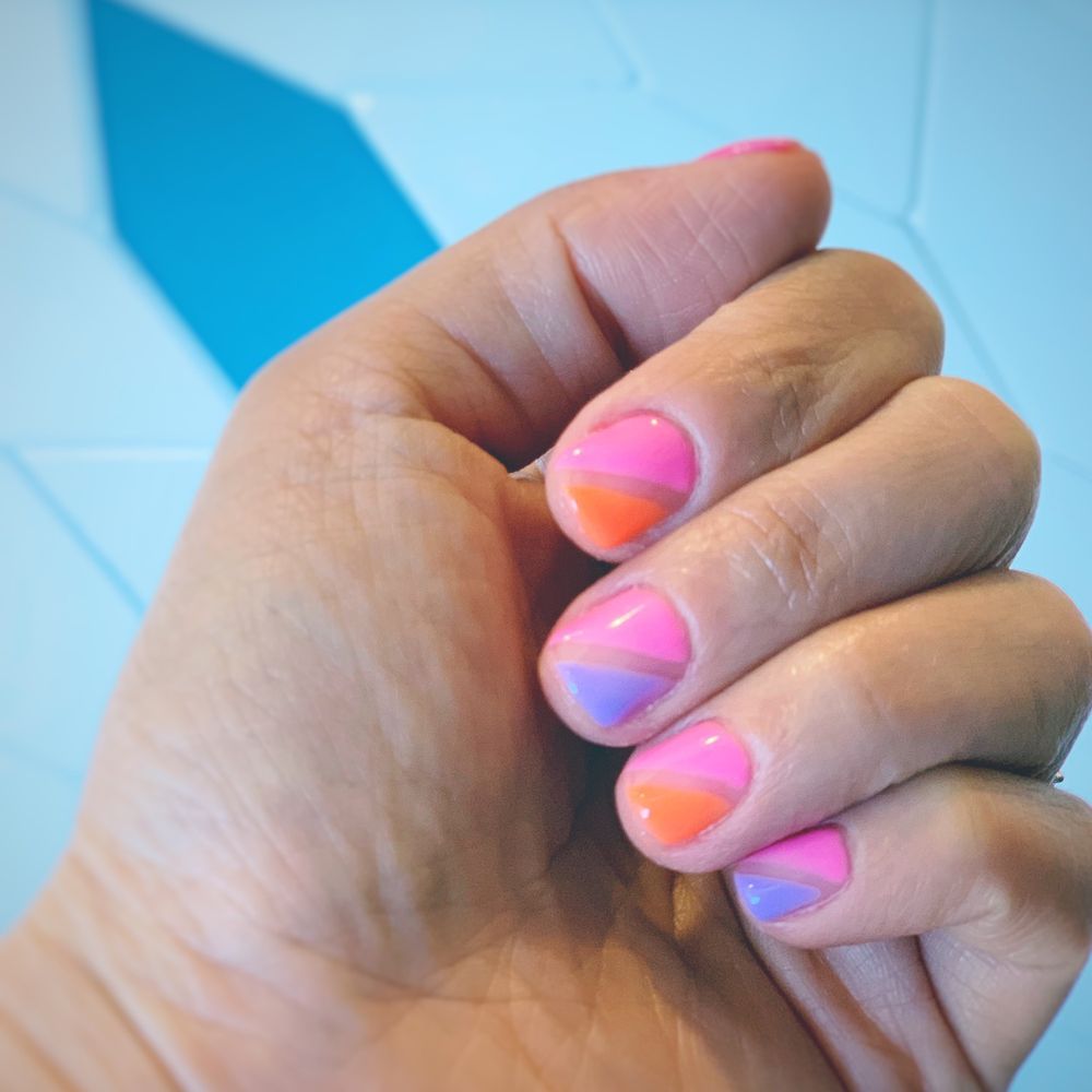 Gel manicure with fun design and colors by Tammy