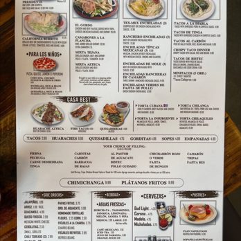 Gorditas Mexico - Back of menu - Mexican Near Me - Galveston, Texas