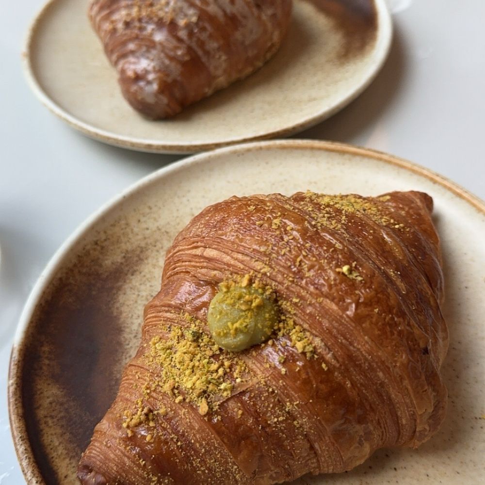 Pistachio and affogato hazelnut croissant