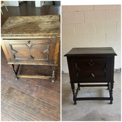 Furniture Restoration & Staining - Restored and refinished wood furniture with sanding, staining, and protective finishing for a clean updated look.