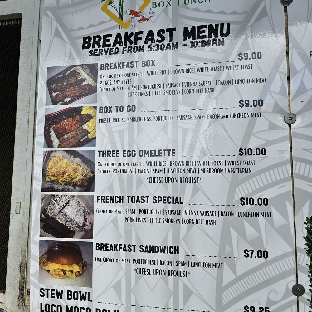 Taka's Box Lunch - Breakfast menu - Breakfast & Brunch Near Me - Honolulu, Hawaii Taka's Box Lunch - Breakfast menu - Breakfast & Brunch Near Me - Honolulu, Hawaii