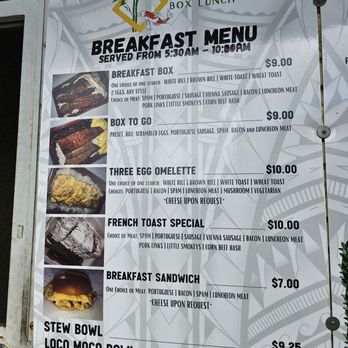 Taka's Box Lunch - Breakfast menu - Breakfast & Brunch Near Me - Honolulu, Hawaii