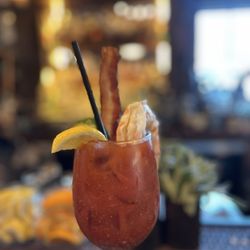 Bloody Mary with Candied Bacon & Colossal Shrimp