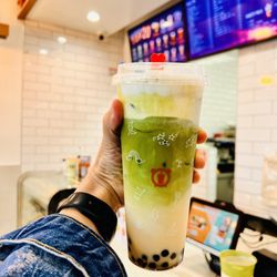 It’s Boba Time - Rolling Hills Estates - Jasmine Matcha Milk Tea Boba with Milk Foam