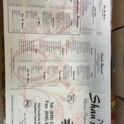 Shan's Chinese Restaurant - Menu as of 10/2022