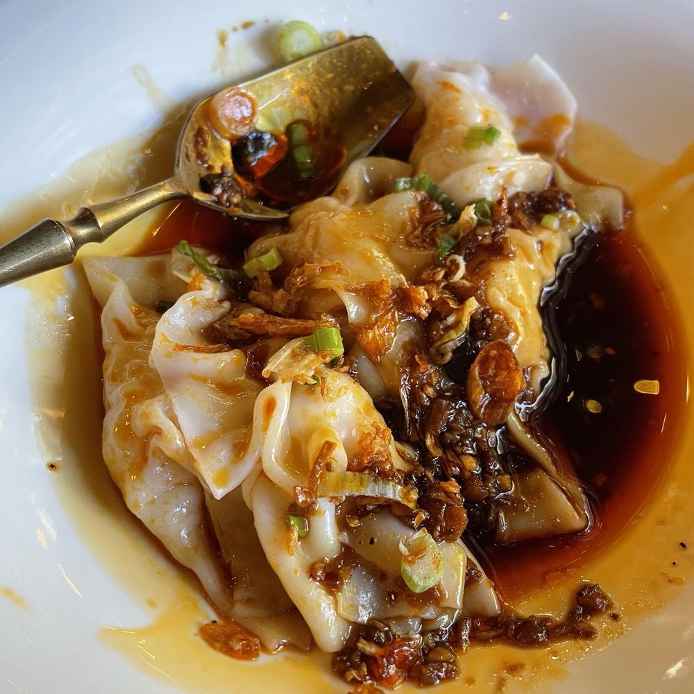 Red chili oil wontons