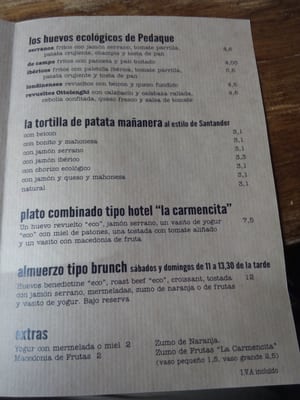 Menu photo 5 Taberna La Carmencita Madrid, M Menu photo 5 Taberna La Carmencita Madrid, M