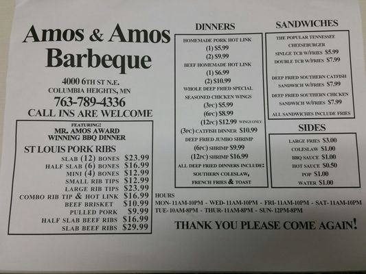 Menu photo 2 Amos & Amos BBQ Minneapolis, MN Menu photo 2 Amos & Amos BBQ Minneapolis, MN