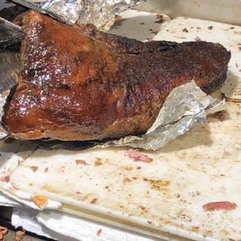 Hard Eight BBQ - Huge piece of brisket and they remove the fat and use it for the all you can eat beans dish - Barbeque Near Me - The Colony, Texas