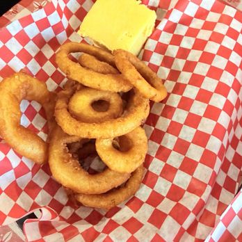 Choo Choo BBQ Xpress - Onion rings, and a side of Cornbread - Barbeque Near Me - Bluffton, South Carolina