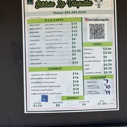 Birria La Vaquita - Menu 3/19/25