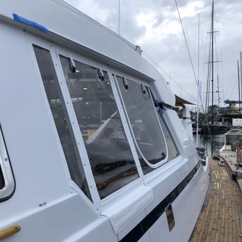 Nautilus Canvas Works - Strataglass enclosure on a 100' SV in Newport Shipyard - Boat Repair Near Me - Jamestown, Rhode Island Nautilus Canvas Works - Strataglass enclosure on a 100' SV in Newport Shipyard - Boat Repair Near Me - Jamestown, Rhode Island