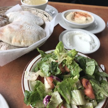 Sahara Restaurant - Salad, bread, and lentil soup. - Middle Eastern Near Me - Dearborn, Michigan
