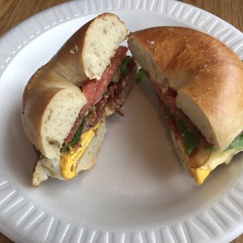 Buddies Bagels - Bacon Egg and Cheese with Lettuce and Tomatoes on a Toasted Plain Bagel. - Bagels Near Me - West Hazleton, Pennsylvania Buddies Bagels - Bacon Egg and Cheese with Lettuce and Tomatoes on a Toasted Plain Bagel. - Bagels Near Me - West Hazleton, Pennsylvania