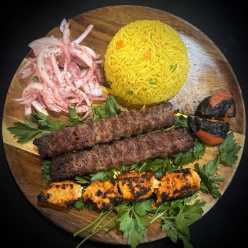 Caroun Restaurant - Beef Kabab plate with Chicken - Mediterranean Near Me - Phoenix, Arizona