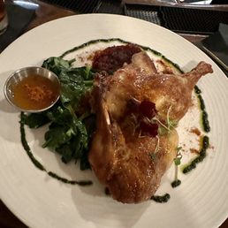 Roasted half duck with orange gastrique. Roasted half duck with orange gastrique.