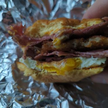 Patty Shack - Pastrami, egg, and cheese breakfast Sammie with hash brown on it - Burgers Near Me - Milwaukee, Wisconsin Patty Shack - Pastrami, egg, and cheese breakfast Sammie with hash brown on it - Burgers Near Me - Milwaukee, Wisconsin
