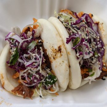 Shiso Crispy - Tampa - three tacos in a styrofoam container - Food Trucks Near Me - Tampa, Florida Shiso Crispy - Tampa - three tacos in a styrofoam container - Food Trucks Near Me - Tampa, Florida