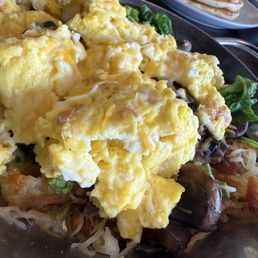 Veggie skillet, pancakes Veggie skillet, pancakes