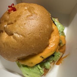 Vegan patty cheeseburger Vegan patty cheeseburger