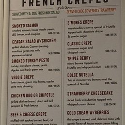Crepes menu board Crepes menu board