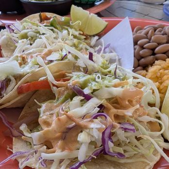 Dia de Pesca - Sí food taco sampler special with rice and beans. Only $15! - Mexican Near Me - San Jose, California Dia de Pesca - Sí food taco sampler special with rice and beans. Only $15! - Mexican Near Me - San Jose, California