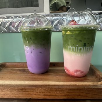 Minimo Coffee & Matcha - Ube swirl and strawberry dream matcha - Coffee & Tea Near Me - Austin, Texas