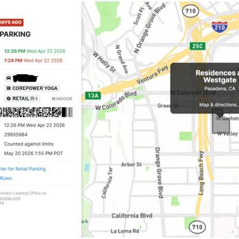 CorePower Yoga - Pasadena - Actual receipt showing validated parking lasts only 58 minutes. - Yoga Near Me - Pasadena, California
