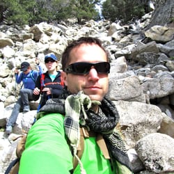 Martinez Mountain - Climbing down boulders