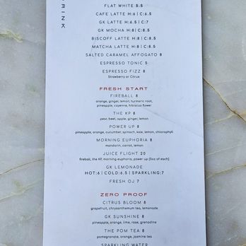 Glass Kitchen - Drink Menu - Breakfast & Brunch Near Me - Markham, Ontario
