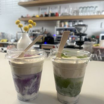 Un Caffe - ube and matcha Einspanner - Coffee & Tea Near Me - Houston, Texas Un Caffe - ube and matcha Einspanner - Coffee & Tea Near Me - Houston, Texas