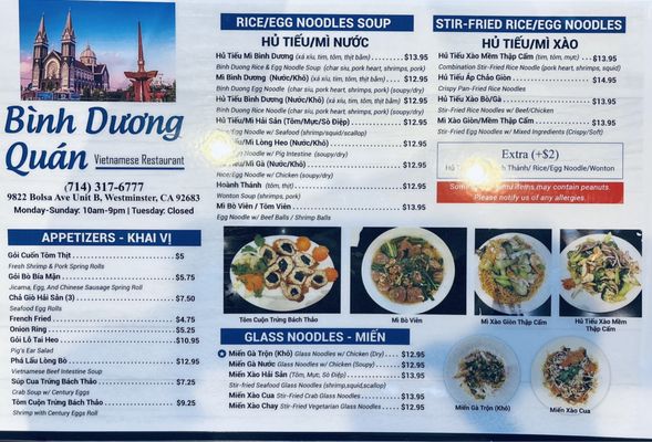 Menu photo 6 Binh Duong Quan Westminster, CA
