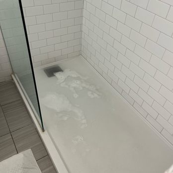 Flamingo Las Vegas - Closer view of slow draining shower which resulted in water overflowing onto ground - Hotels Near Me - Las Vegas, Nevada Flamingo Las Vegas - Closer view of slow draining shower which resulted in water overflowing onto ground - Hotels Near Me - Las Vegas, Nevada