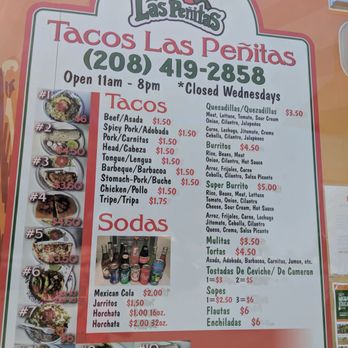 Tacos Las Peñitas - a menu for tacoss las penitas - Tacos Near Me - Idaho Falls, Idaho