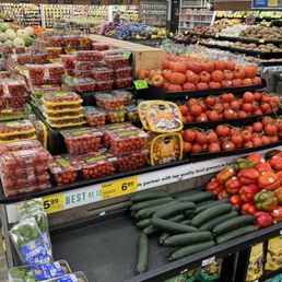 a produce section of a grocery store
