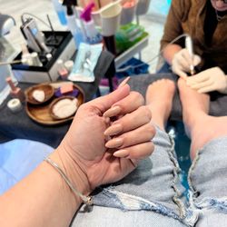 Emme Beauty - Acrylic over natural nails by Nancy and pedicure by the amazing Nellie
