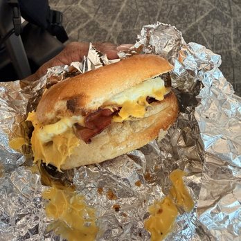 NY Crepery - Bacon egg and cheese on plain bagel - Creperies Near Me - Queens, New York