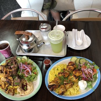 Al Basha Grill - Mixed shwarma platter, chicken Kabob platter, mint lemonade and morrocan tea. - Halal Near Me - Miami Beach, Florida Al Basha Grill - Mixed shwarma platter, chicken Kabob platter, mint lemonade and morrocan tea. - Halal Near Me - Miami Beach, Florida