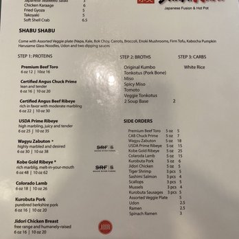 Shabu Wara - Menu - Asian Fusion Near Me - Chino, California Shabu Wara - Menu - Asian Fusion Near Me - Chino, California