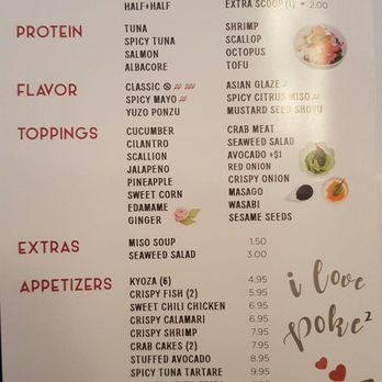 Poke2 Grill - Part of the menu. - Poke Near Me - Downey, California