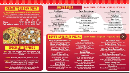 Menu photo 2 Love's Pizza Murfreesboro, TN