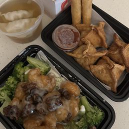 Honey Walnut Shrimp & World Famous Blue Crab Rangoons & Wonton Soup (Cup - 12oz) & add on side of egg fried rice and spring rolls Honey Walnut Shrimp & World Famous Blue Crab Rangoons & Wonton Soup (Cup - 12oz) & add on side of egg fried rice and spring rolls