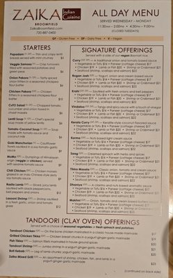 Menu photo 2 Zaika Indian Cuisine Broomfield, CO Menu photo 2 Zaika Indian Cuisine Broomfield, CO